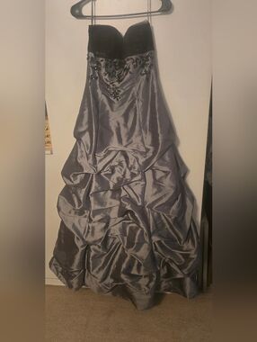 Onyx Strapless Black and Silver Formal Ball Gown